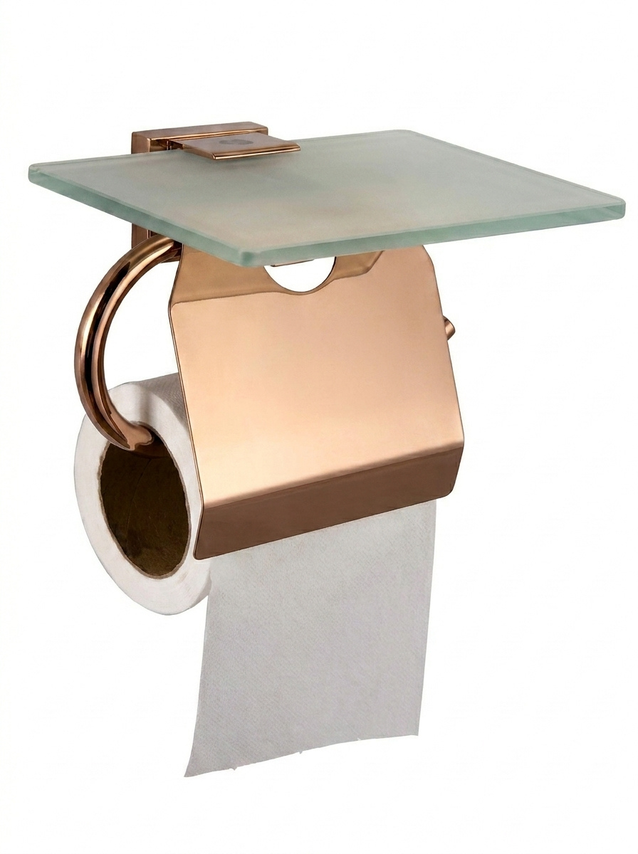 Toilet Paper Holder with Flap & Shelf (Rhombus)