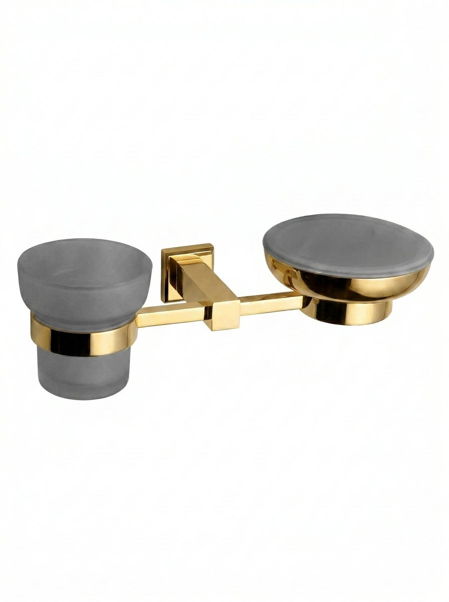 Joint Soap Dish with Tumbler Holder (Brass) (Chakor)