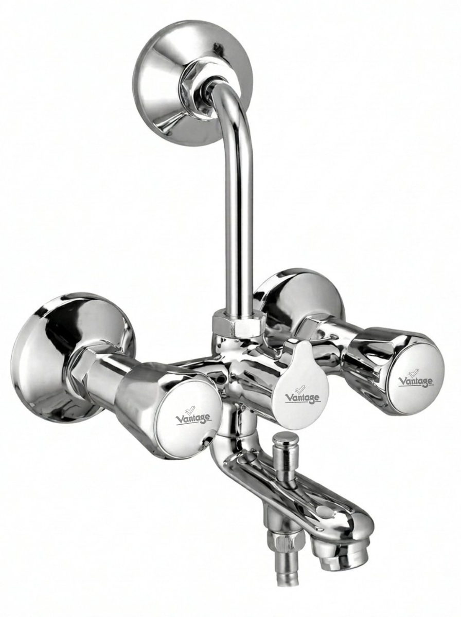 Wall Mixer 3 in 1 System with Provision for Both Telephonic & O/S with Bend Pipe (Crown)