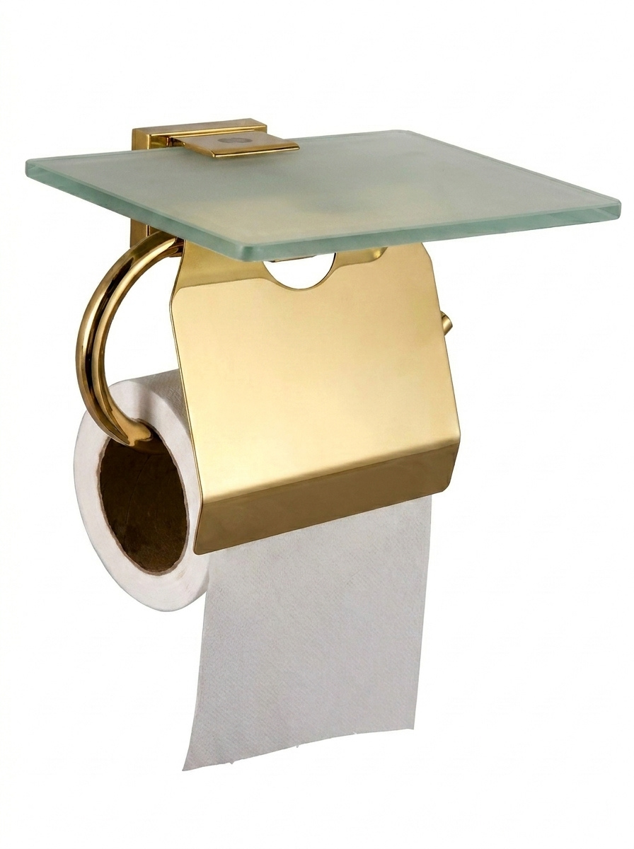 Toilet Paper Holder with Flap & Shelf (Rhombus)