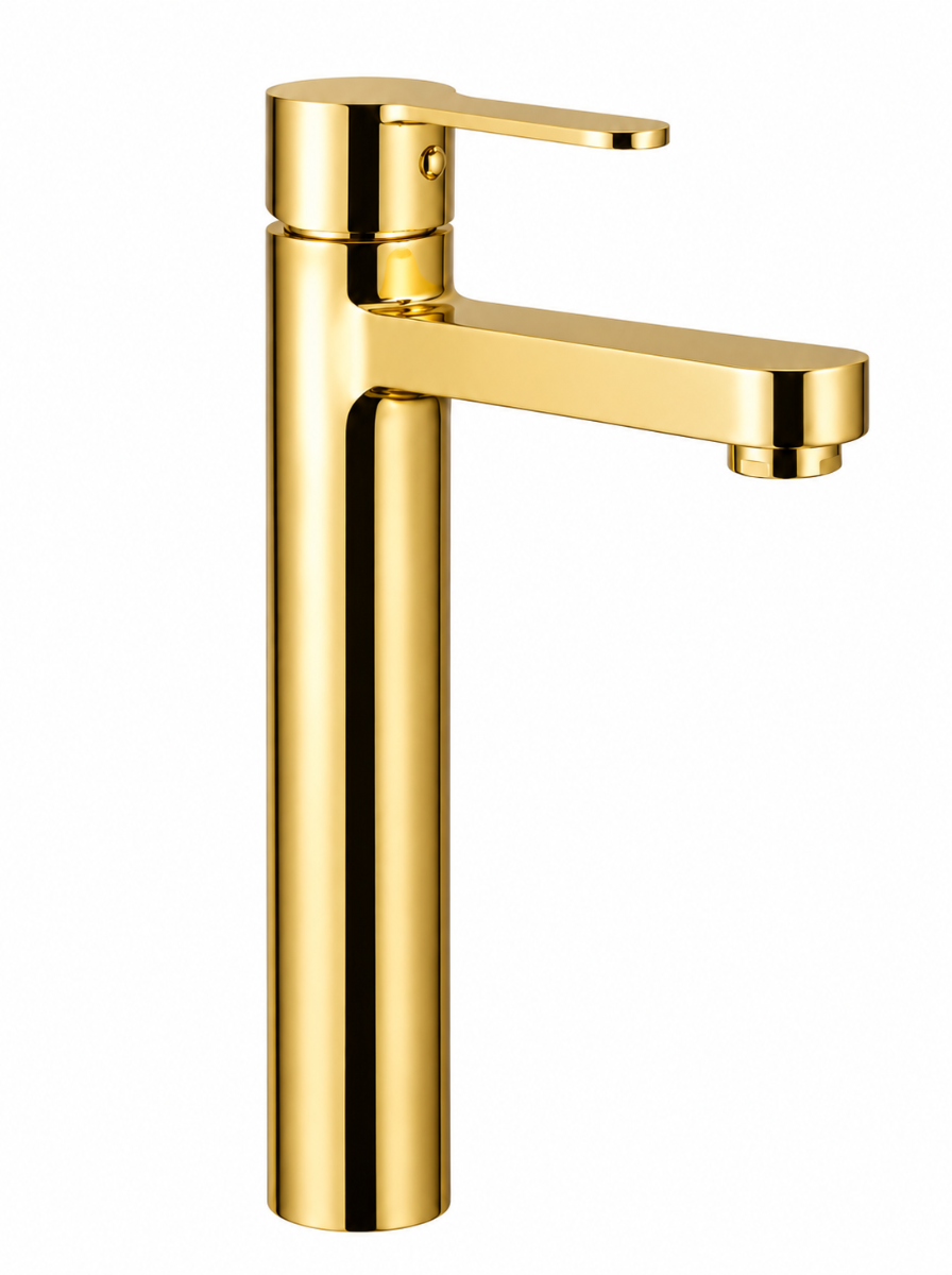 Single Lever Extended Basin Mixer with 600mm Long Braided Pipe & Brass Nuts (Aura)