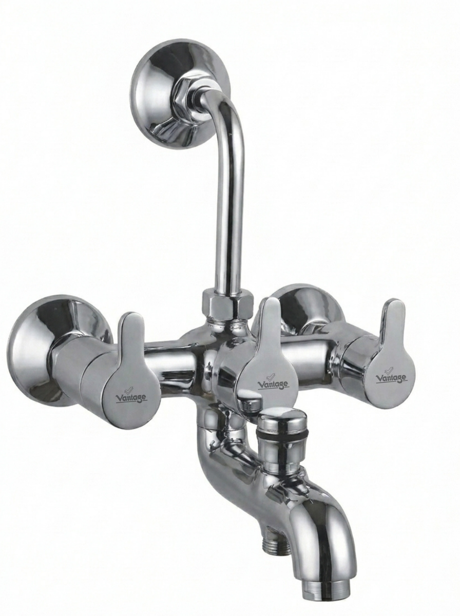 Wall Mixer 3 in 1 System With Provision for Both Tel. & O/S With Bend Pipe (Aura)