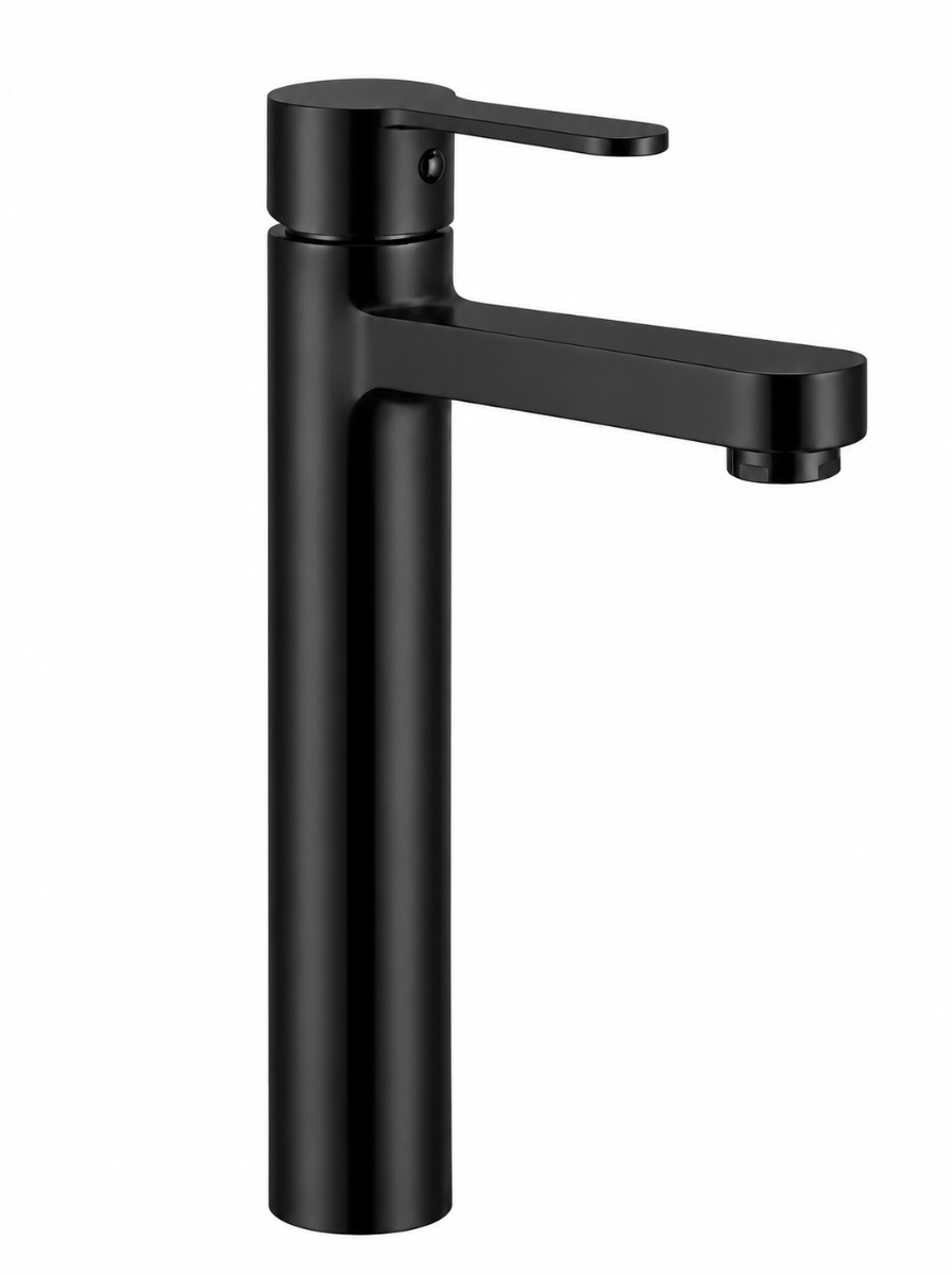 Single Lever Extended Basin Mixer with 600mm Long Braided Pipe & Brass Nuts (Aura)