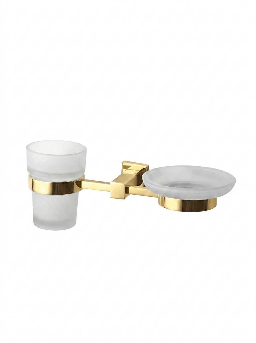 Joint Soap Dish With Tumbler Holder (Glass) (Chakor)