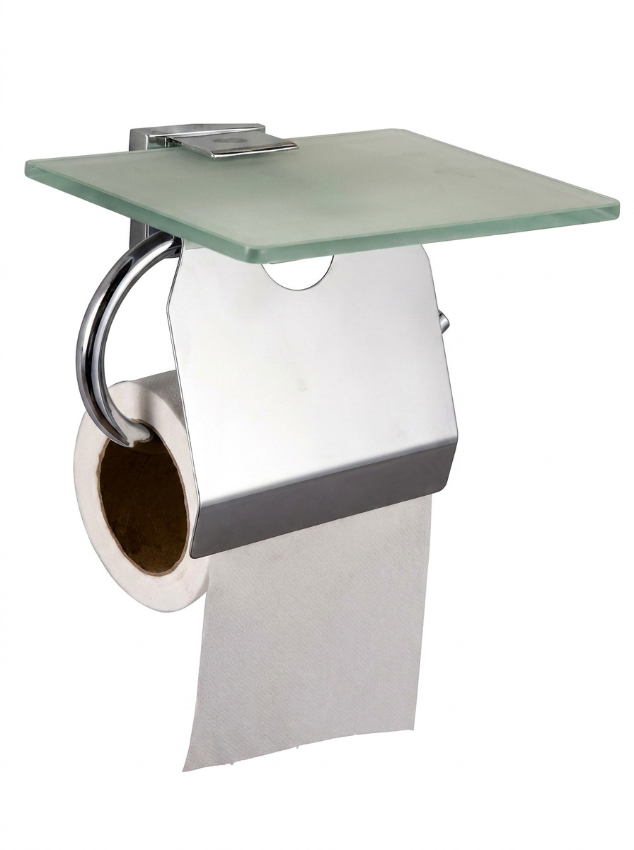 Toilet Paper Holder with Flap & Shelf (Rhombus)