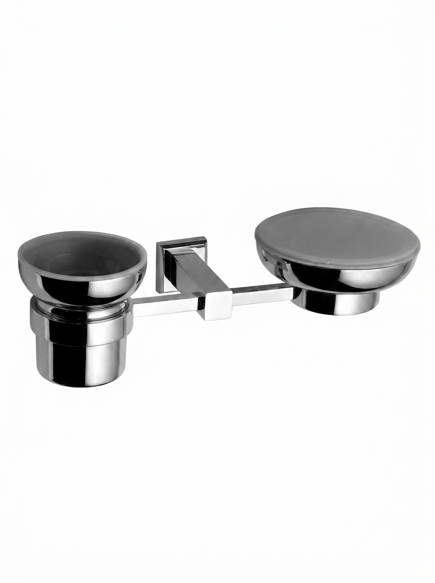 Joint Soap Dish with Tumbler Holder (Brass) (Chakor)