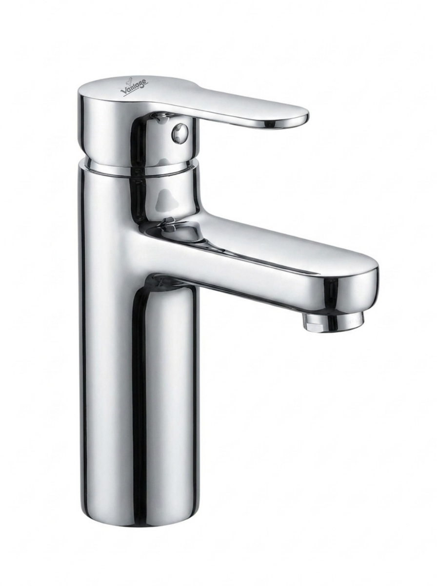 Single Lever Basin Mixer With 600mm Long Braided Pipe With Brass Nuts (Aura)