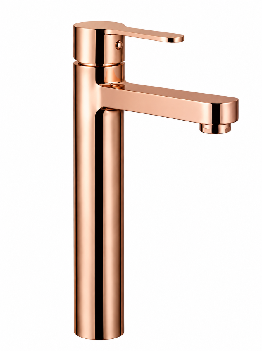 Single Lever Extended Basin Mixer with 600mm Long Braided Pipe & Brass Nuts (Aura)
