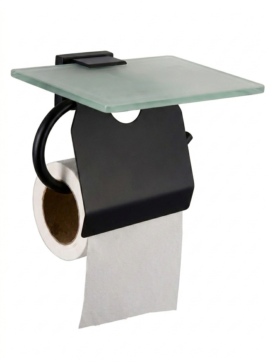 Toilet Paper Holder with Flap & Shelf (Rhombus)