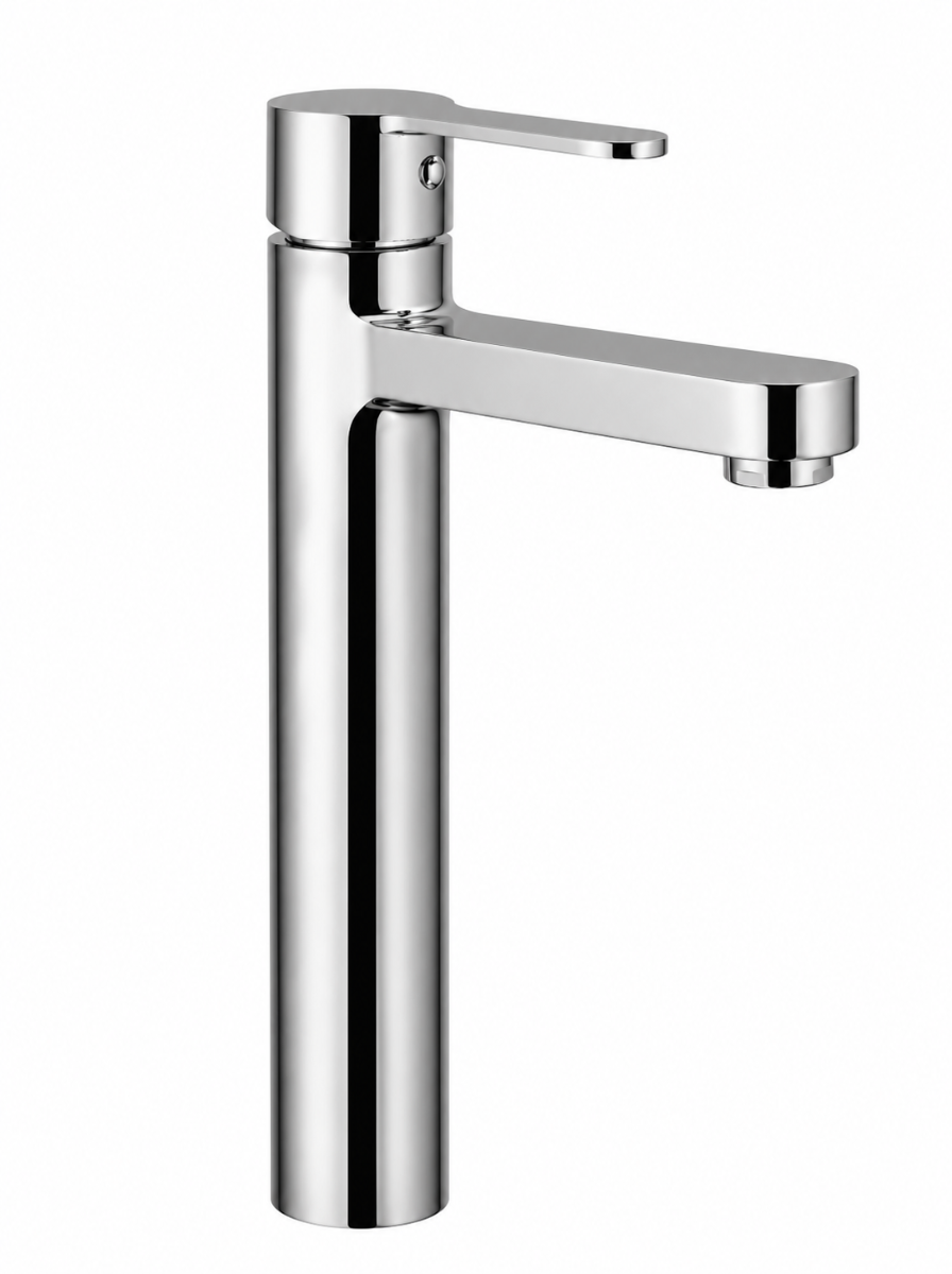 Single Lever Extended Basin Mixer with 600mm Long Braided Pipe & Brass Nuts (Aura)
