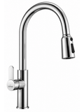 Single Lever Sink Mixer Floor Mounted with Pull Out Sprayer Dual Flow (Brass)