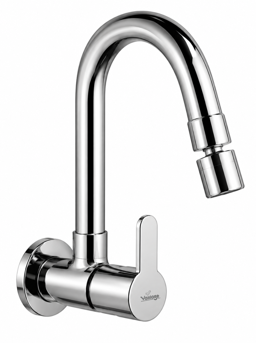 Sink Cock with Swivel Spout with 360° Dual Flow Nozzle (Aura)