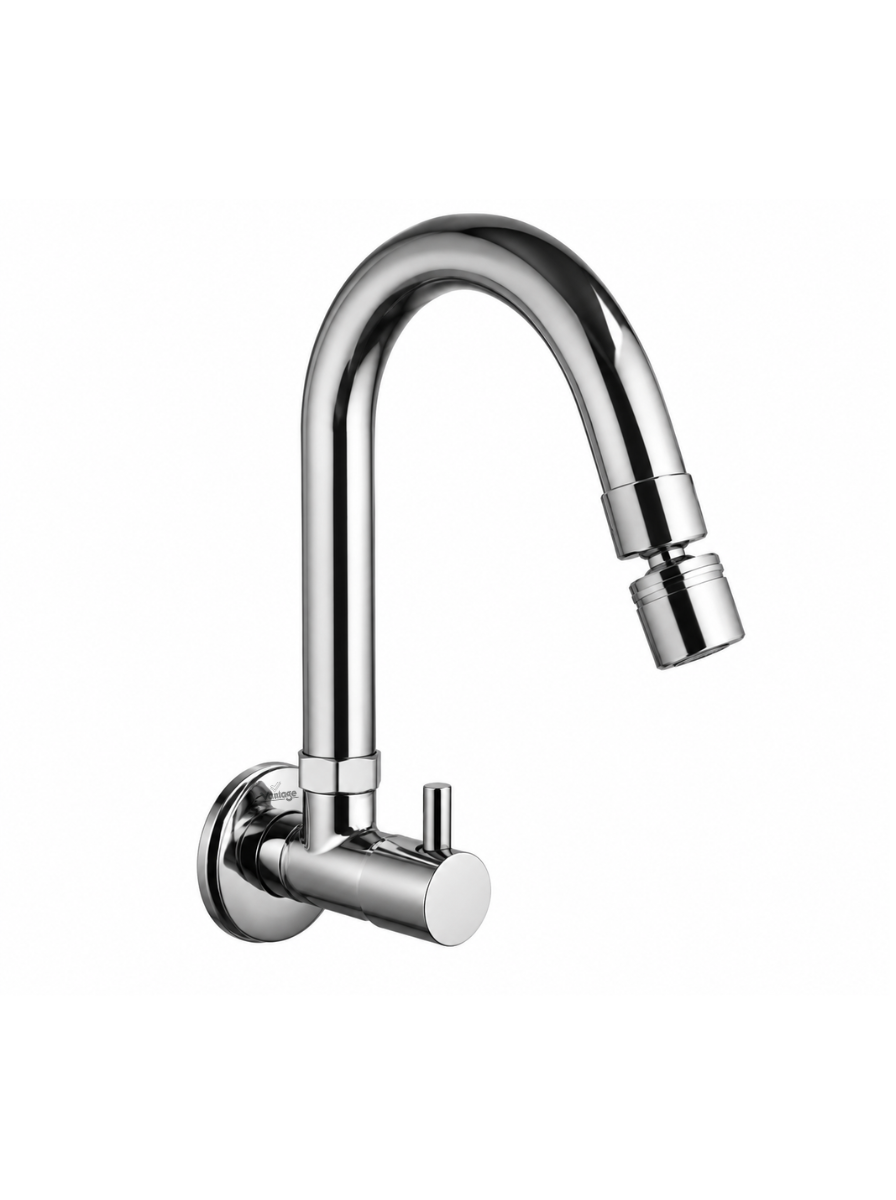 Sink Cock with Swivel Spout with 360° Dual Flow Nozzle (Flora)